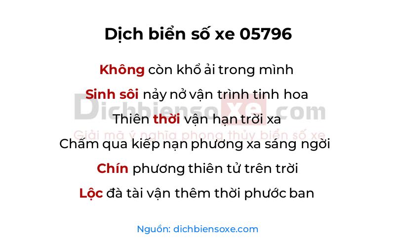 Dịch thơ biển số 05796