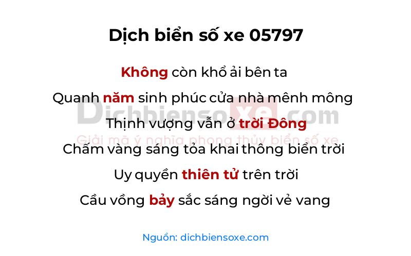 Dịch thơ biển số 05797