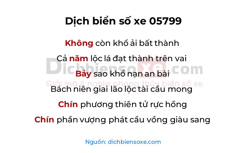Dịch thơ biển số 05799