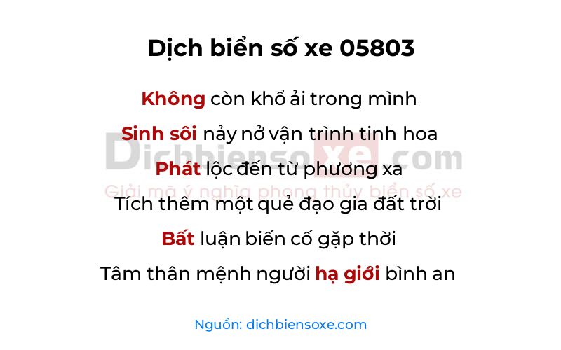 Dịch thơ biển số 05803