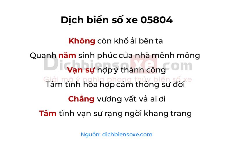 Dịch thơ biển số 05804