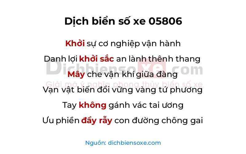 Dịch thơ biển số 05806