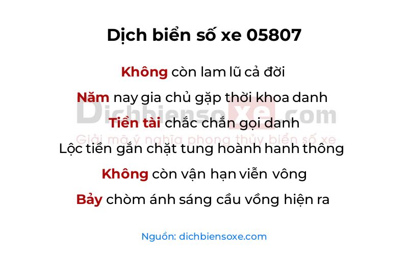 Dịch thơ biển số 05807