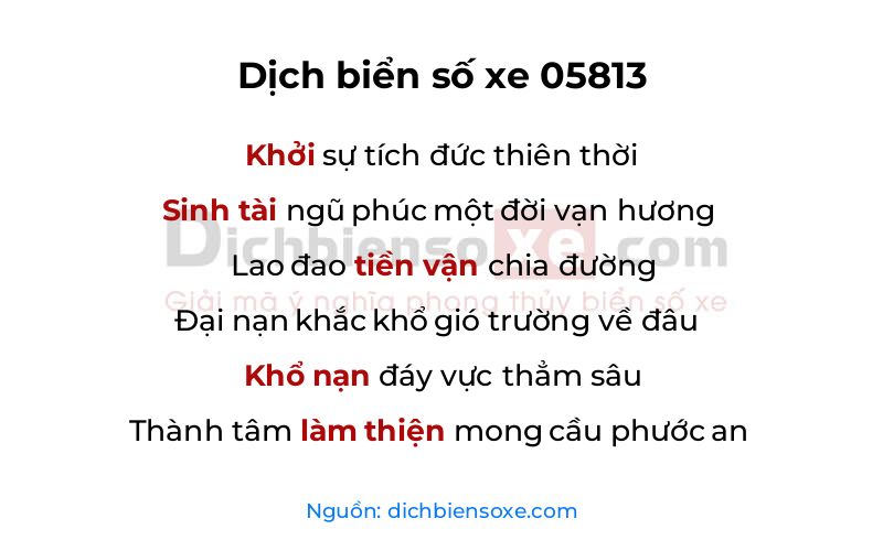 Dịch thơ biển số 05813