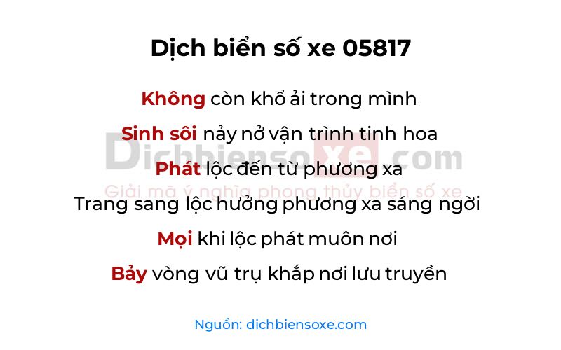 Dịch thơ biển số 05817