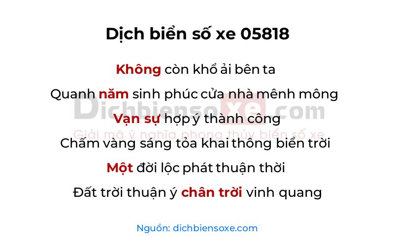 Dịch thơ biển số 05818