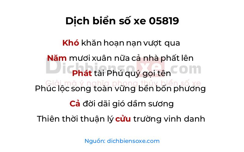Dịch thơ biển số 05819