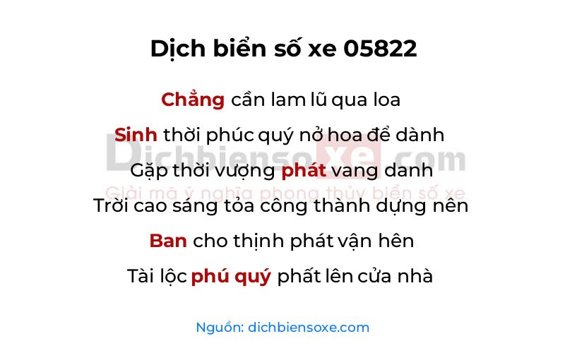 Dịch thơ biển số 05822