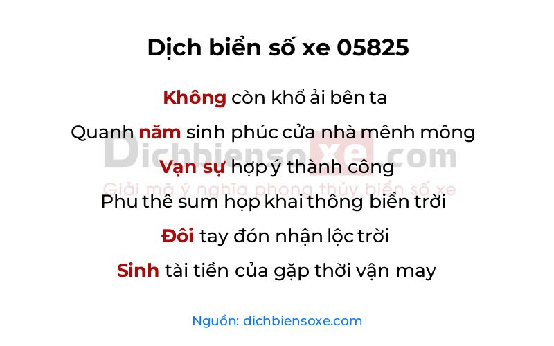 Dịch thơ biển số 05825