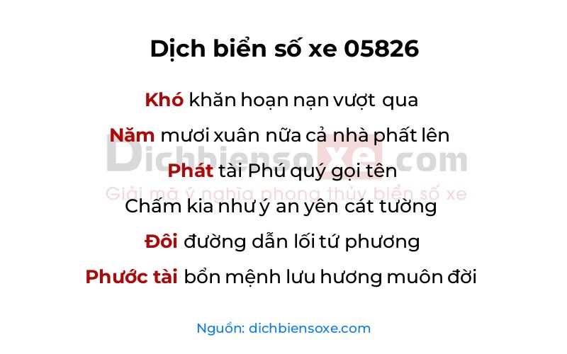 Dịch thơ biển số 05826