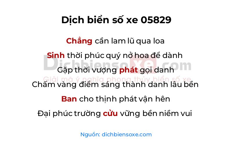Dịch thơ biển số 05829