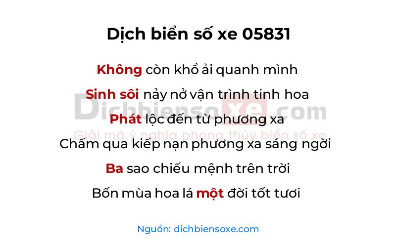 Dịch thơ biển số 05831
