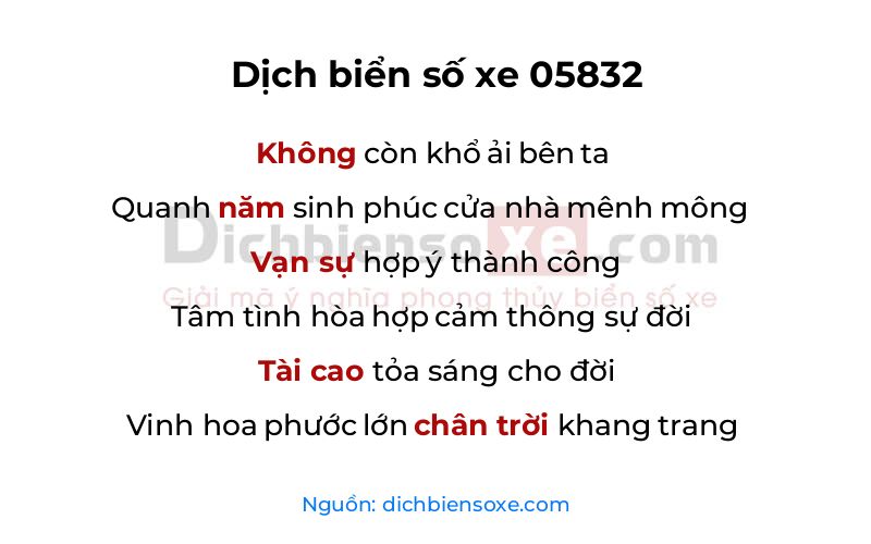 Dịch thơ biển số 05832
