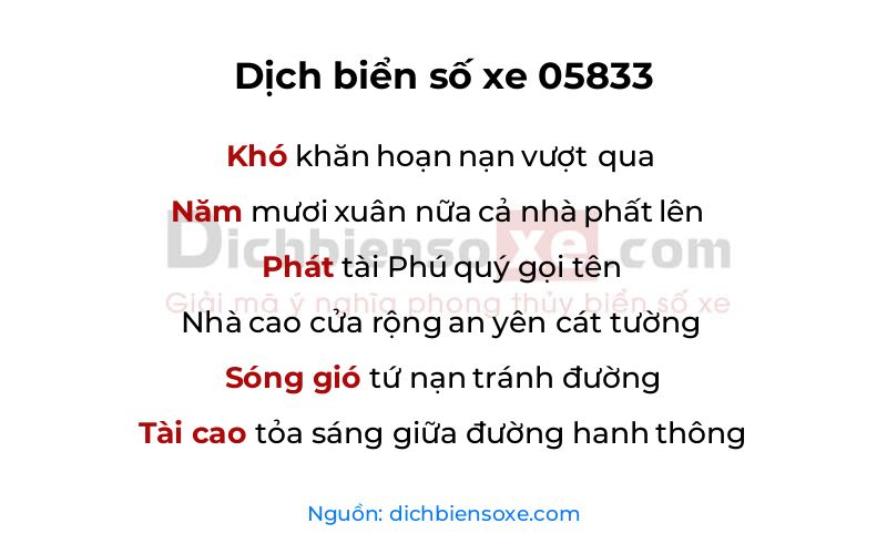 Dịch thơ biển số 05833
