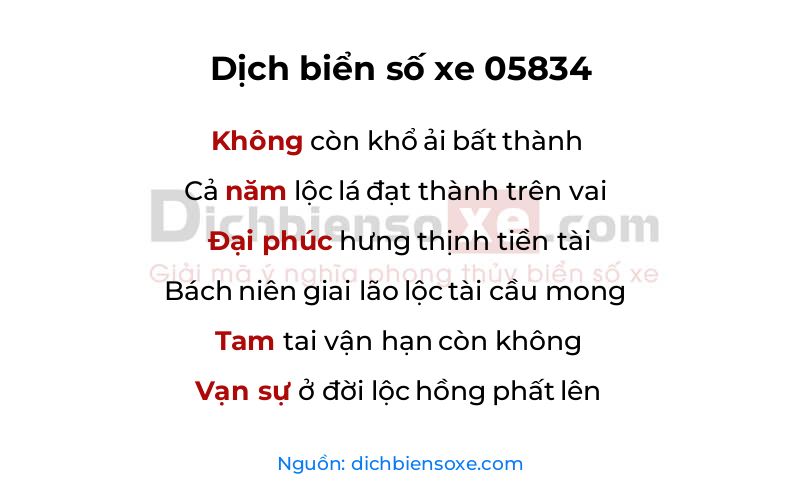 Dịch thơ biển số 05834