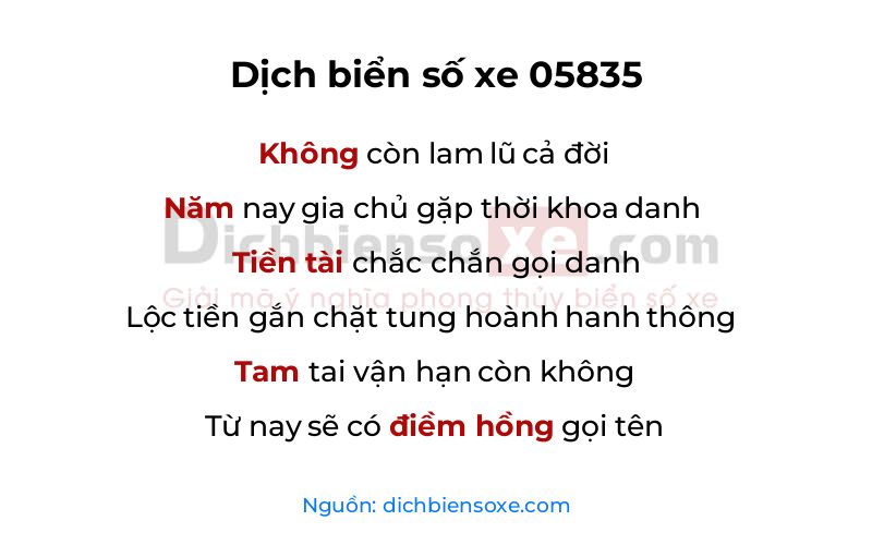 Dịch thơ biển số 05835