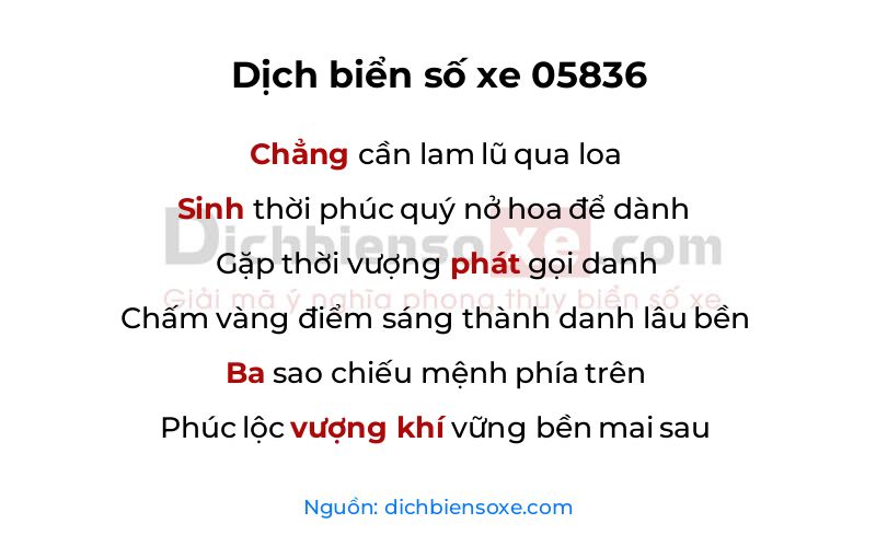 Dịch thơ biển số 05836