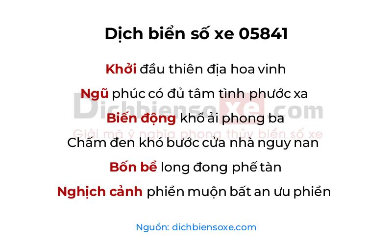 Dịch thơ biển số 05841