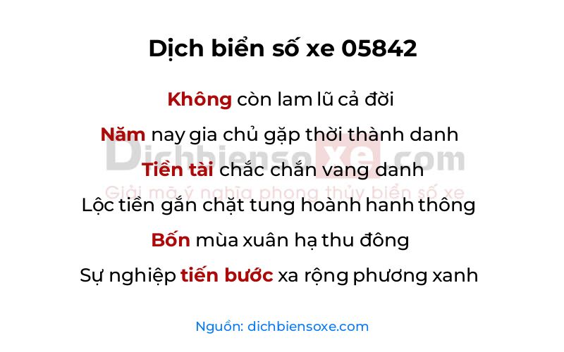 Dịch thơ biển số 05842