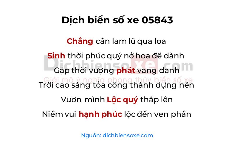 Dịch thơ biển số 05843