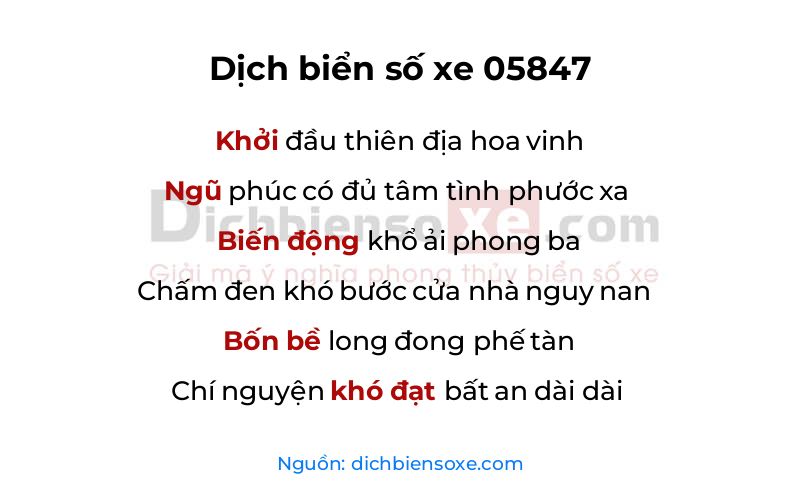 Dịch thơ biển số 05847