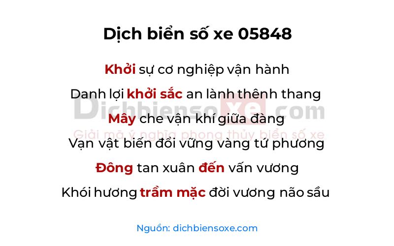 Dịch thơ biển số 05848