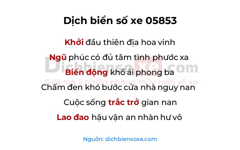 Dịch thơ biển số 05853