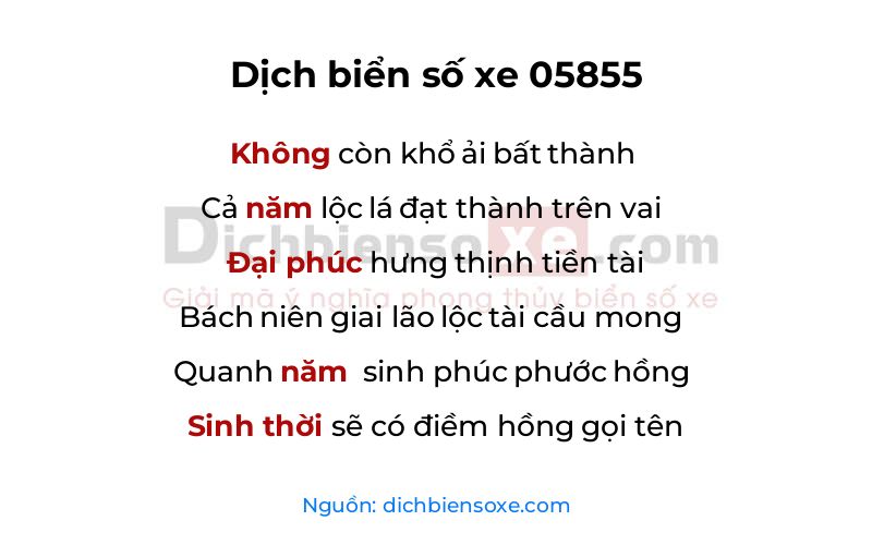 Dịch thơ biển số 05855