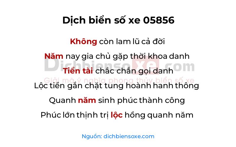 Dịch thơ biển số 05856