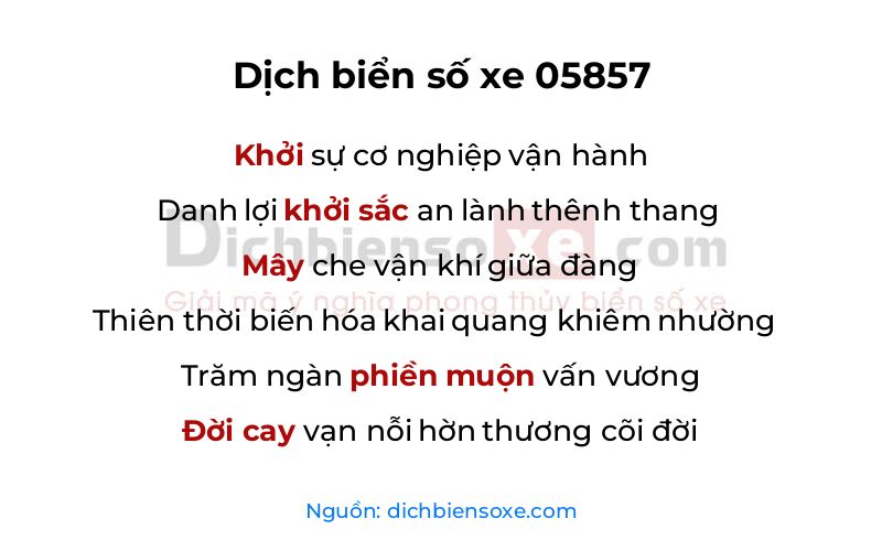 Dịch thơ biển số 05857