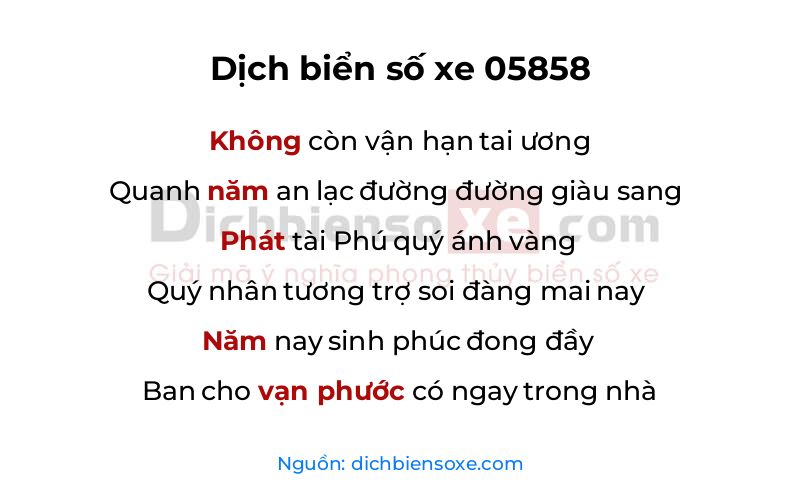 Dịch thơ biển số 05858