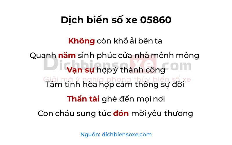 Dịch thơ biển số 05860