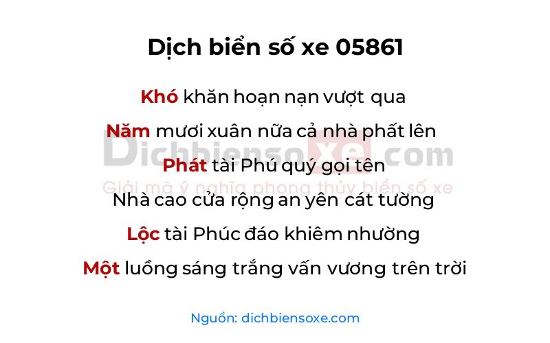 Dịch thơ biển số 05861