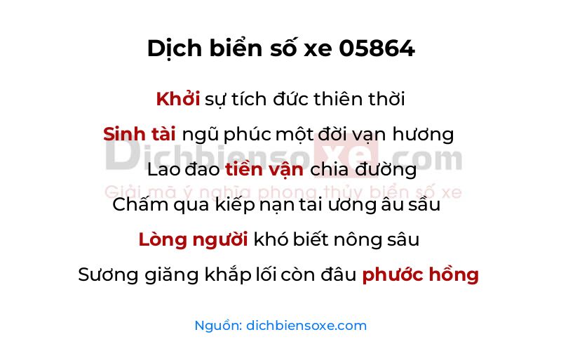Dịch thơ biển số 05864