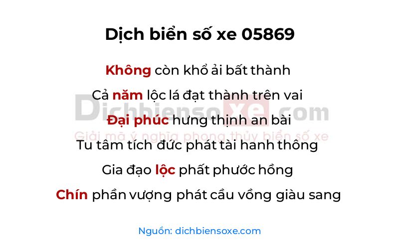 Dịch thơ biển số 05869