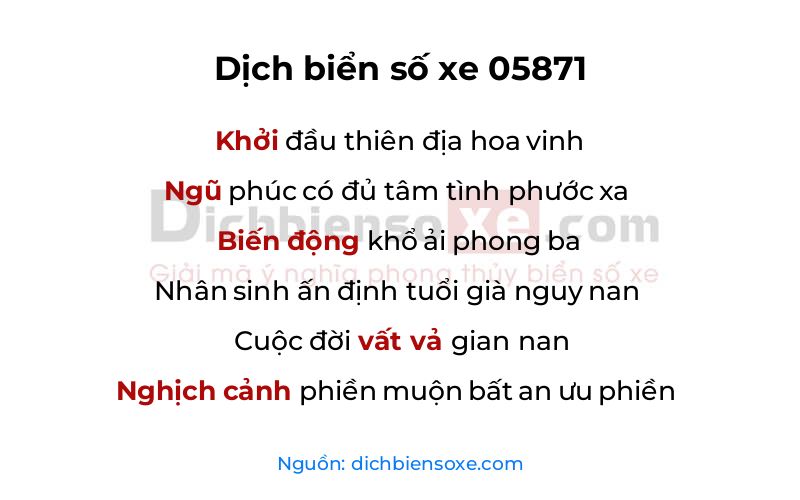 Dịch thơ biển số 05871