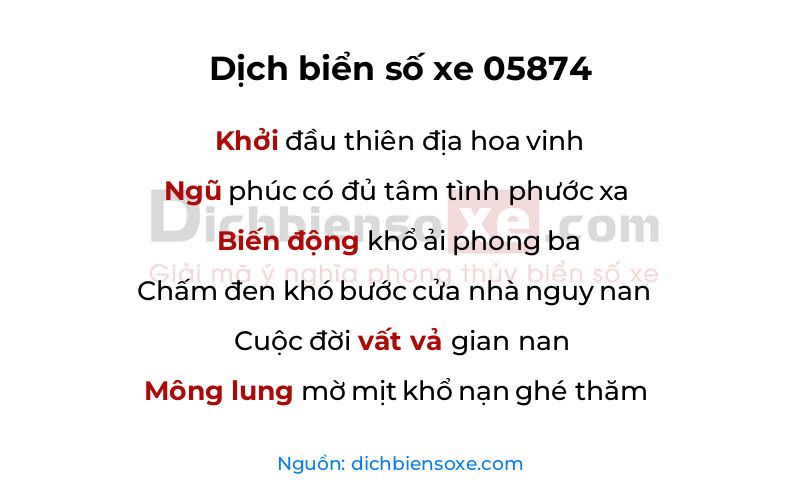 Dịch thơ biển số 05874