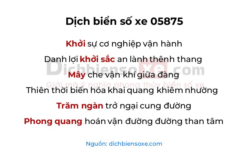 Dịch thơ biển số 05875