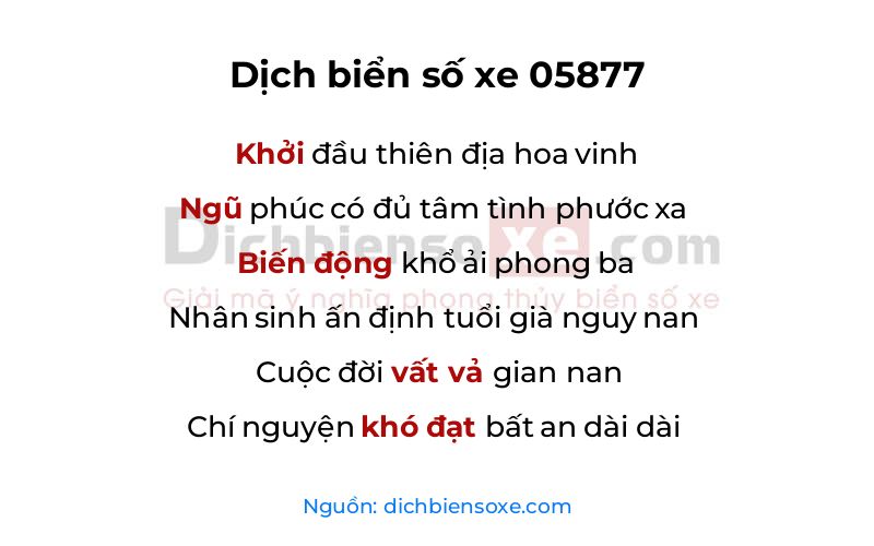Dịch thơ biển số 05877