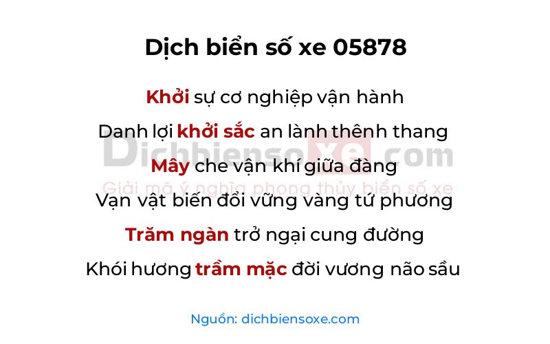 Dịch thơ biển số 05878