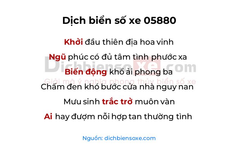Dịch thơ biển số 05880