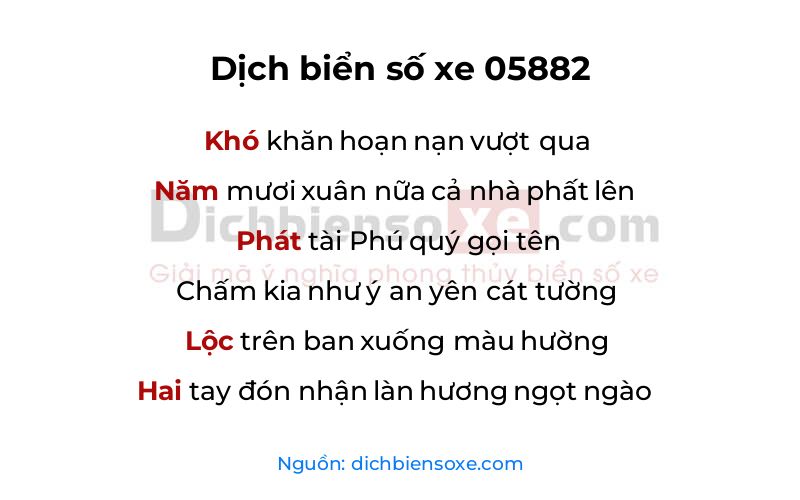 Dịch thơ biển số 05882