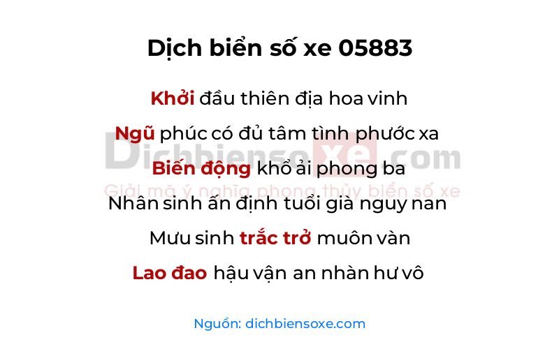 Dịch thơ biển số 05883