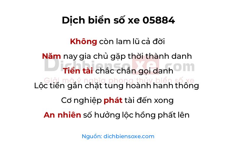 Dịch thơ biển số 05884
