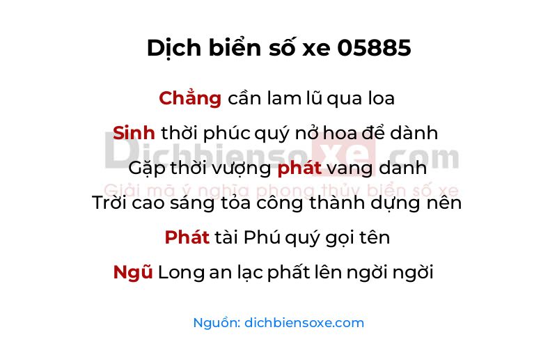 Dịch thơ biển số 05885