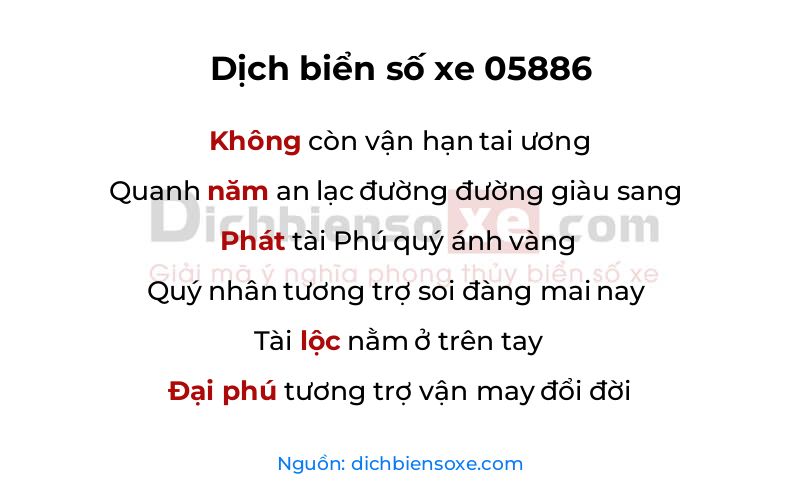 Dịch thơ biển số 05886