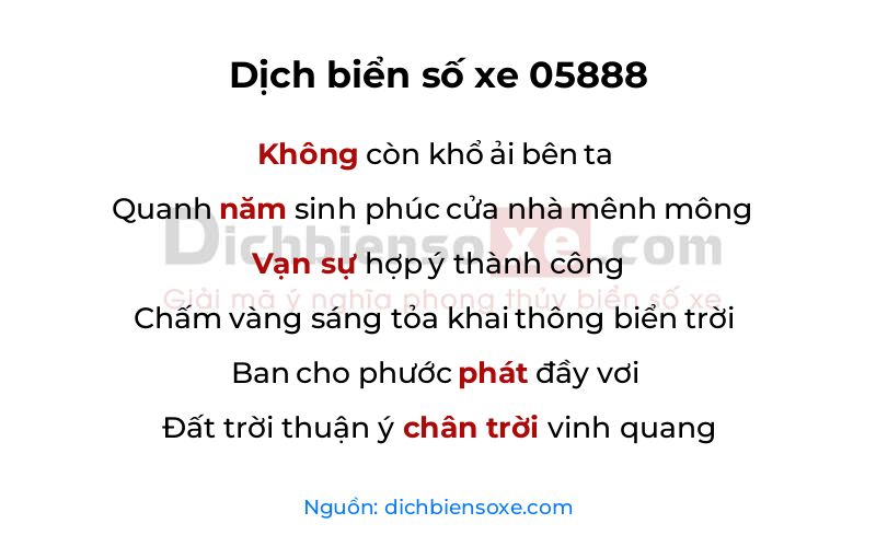 Dịch thơ biển số 05888