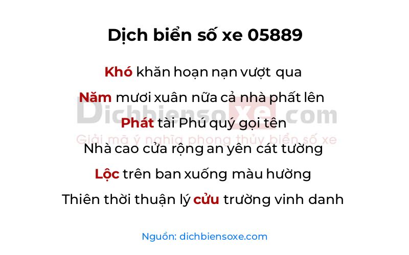 Dịch thơ biển số 05889