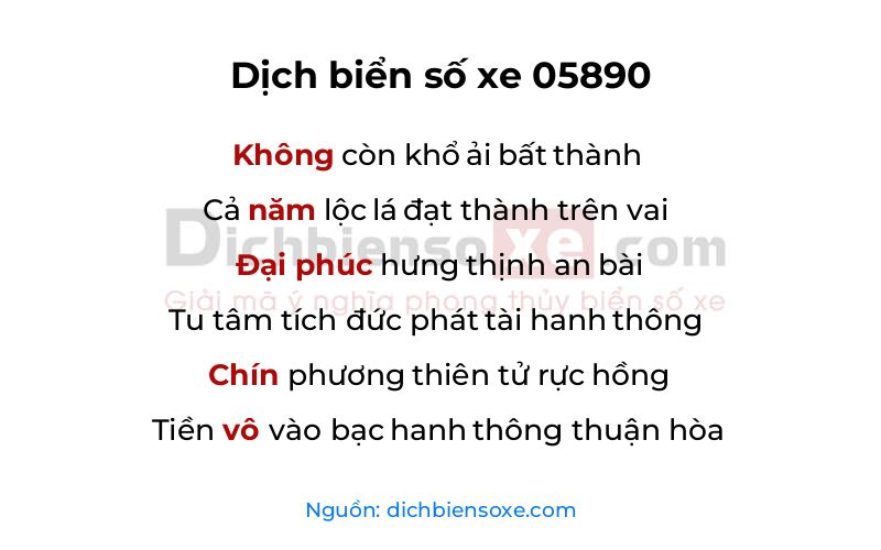 Dịch thơ biển số 05890