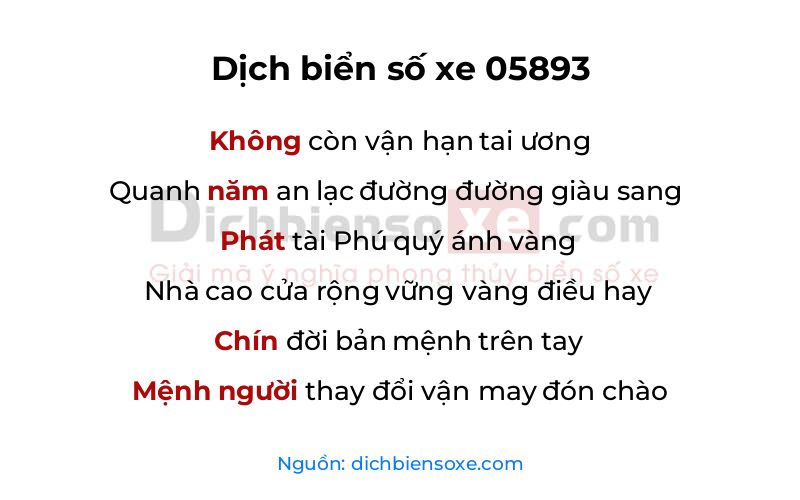 Dịch thơ biển số 05893